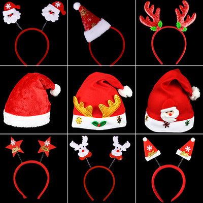 圣诞节装饰用品圣诞帽头扣圣诞老人帽小孩儿童幼儿园小朋友礼物笔