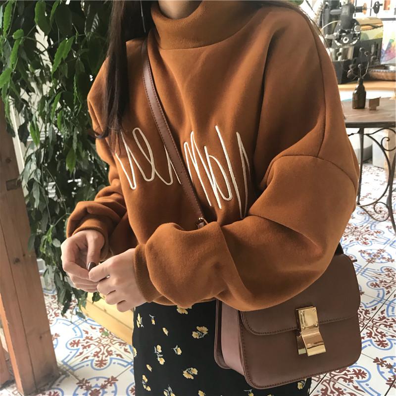 Half a thickening Plush Socket letter Embroidery Sweater Sweater Fleece 2018 winter Embroidery singletonin the Women's clothing/Boutique , Sweater/Fleece category - from Buy2taobao.com to provide professional Taobao agent buy service