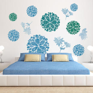 彩色花球贴画床头装饰贴纸创意卧室客厅墙贴