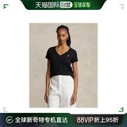 POLO RALPH LAUREN 女士V领T恤 纯棉材质 柔软舒适 洗水工艺 左胸