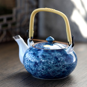 日本进口有田烧土瓶釉下彩瓷青花茶壶茶具单壶提梁壶大容量泡茶壶