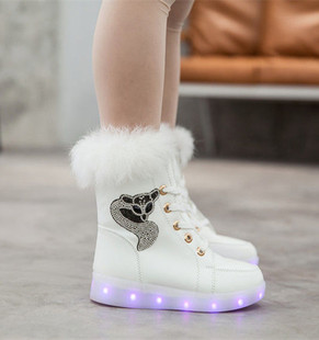 2023冬季加绒发光鞋女学生充电七彩亮灯鞋led灯光，鞋usb加棉夜光鞋