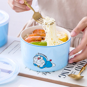 哆啦A梦泡面碗陶瓷带盖饭盒学生宿舍用方便面杯餐具日式单个大碗