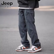 Jeep吉普休闲裤男士夏季薄款宽松山系工装裤多口袋机能长裤子男裤
