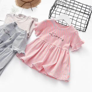 女童短袖t恤夏装婴儿洋气裙摆上衣童装女宝宝纯棉儿童公主半袖衫