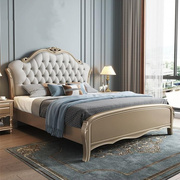 美式实木床双人床1.8米主卧现代简约婚床公主轻奢床软靠包储物床