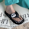 户外防滑软平底时尚韩版ins夹脚人字拖女夏季卡通熊猫格子沙滩鞋