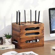 异丽客厅无线wifi置物架路由器，收纳盒桌面机顶盒子光猫放置架实木