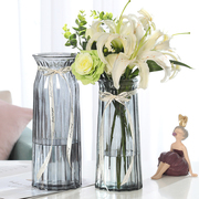创意简约玻璃花瓶彩色透明水养富贵竹百合鲜花插花瓶客厅装饰摆件