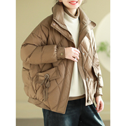 代勒原创冬装加厚保暖羽绒服女90绒小个子短款气质外套面包服