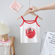 2023童装夏季女童草莓，小吊带婴，儿童莫代尔背心薄款女宝宝上衣