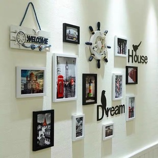 简约现代照片墙创意客厅相片墙加相框挂墙免打孔相片墙网红装饰品