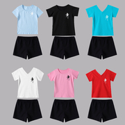 儿童舞蹈练功服短袖三分裤，套装女童幼儿夏季中国舞男童体操形体服