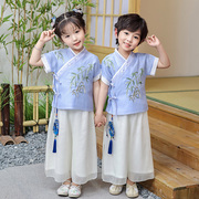 儿童汉服女童夏装短袖套装中国风幼儿园园服男童复古六一演出服装