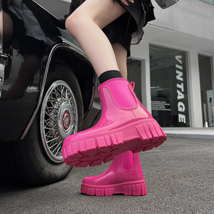 网红马丁雨靴女外穿厚底水鞋防水靴胶鞋，防滑短筒日式果冻雨鞋