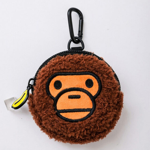 日本杂志附录 潮牌猴子 有拉链口袋 包包挂件 耳机包