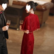 结婚礼服红色中式敬酒新娘2023订婚连衣裙女长款气质宴会旗袍