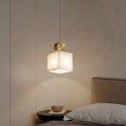卧室床头吊灯轻奢新中式餐厅灯创意设计师款北欧灯具云石小吊灯