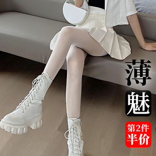 白色连裤丝袜女春秋夏季超薄款搭配短裙小皮鞋的波点连体长筒丝祙