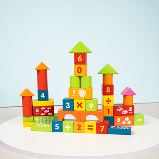 数字运算桶装儿童积木木头实木男孩女孩子宝宝木制拼装玩具3-6岁2