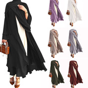 中东阿拉伯大码女装雪纺长袖，连衣裙迪拜旅游开衫，套装女dressset
