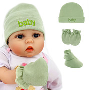 新生儿3件套纯棉胎帽防抓手套脚套婴儿帽，手脚套休闲帽子宝宝