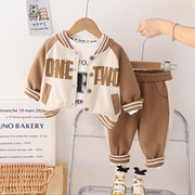 婴儿衣服秋季超洋气运动棒球服长袖，外套三件套一周岁男童宝宝秋装