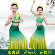 儿童傣族舞蹈演出服少儿舞蹈演出服，包臀大摆半裙女孔雀舞蹈练功裙