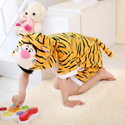 小老虎衣服连体睡衣2024男童，夏季女童动物，服装纯棉儿童跳跳虎