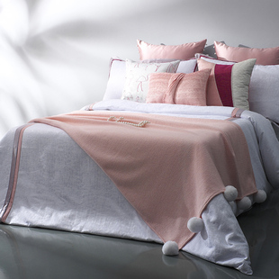 软装样板房间床上用品儿童女孩房粉色J现代欧式法式简约公主风