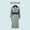 roseme美拉德风复古毛毛，袖双排扣中长款外套秋冬气质时髦大衣