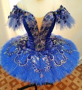 akeylia专业芭蕾tutu量身定制宝蓝色睡美人国际比赛演出服，小裙摆