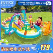 intex儿童喷水池家用戏，水池家庭户外游泳池宝宝充气泳池