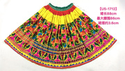 异域民族风旅行女装印度尼泊尔设计师，贵奢牌刺绣，半身老绣花鸟裙黄