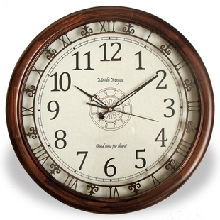 大号钟表实木静音欧式复古美式石英挂钟客厅中式简约自动对时