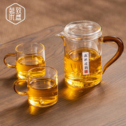 全玻璃加厚冲泡茶壶三件杯花茶绿茶红茶杯日式茶水分离单壶公道杯