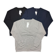 日系极简主义纯色低调合身简约短装v领单排扣开衫男卫衣y510
