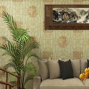 防水PVC中式壁纸 客厅卧室商铺背景墙墙纸 镜框竹子古典壁纸