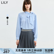 lily2024夏女装(夏女装)优雅气质，系带都市通勤款洋气，宽松垂坠感雪纺衫