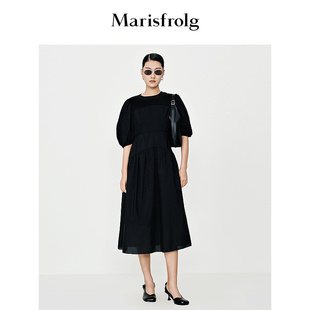 新能量黑裙玛丝菲尔2024春季经典新能量小黑裙气质连衣裙