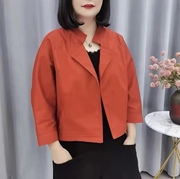 二八月外套女春秋宽松短款2023韩版中年，妈妈装春季立领蝙蝠袖夹克