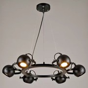 铁艺美式复古工业风射灯服装店软装家居个性创意6头8头圆球吊灯