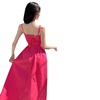 浪漫玫红色吊带度假连衣裙，女夏季法式高腰，显瘦中长款a字裙茶歇裙