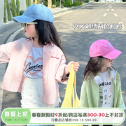 SASA的丸子妹女童衬衫春季英文刺绣小标纯棉纯色翻领儿童上衣