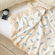 A类纯棉双层纱豆豆绒毯婴儿安抚毛毯 卡通儿童薄毯子柔软四季盖毯