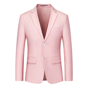 男士西装商务休闲单件西服粉红色，结婚拍照礼服大码两粒扣单西外套