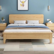 定制北欧简约橡木床，1.5米双人原木实木，主卧小户型出租家用带灯软