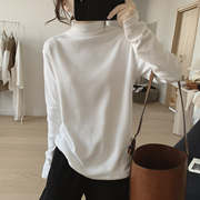 加绒t恤女式冬季韩版显瘦基础半高领加厚磨毛打底衫棉质上衣