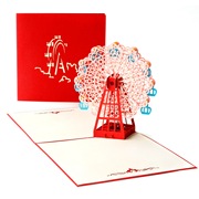 生日3D立体贺卡摩天轮卡片 创意手工礼物儿童祝福纸雕明信片