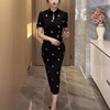 新中式连衣裙2024气质高档蜜蜂刺绣裙，子女收腰显瘦性感包臀裙